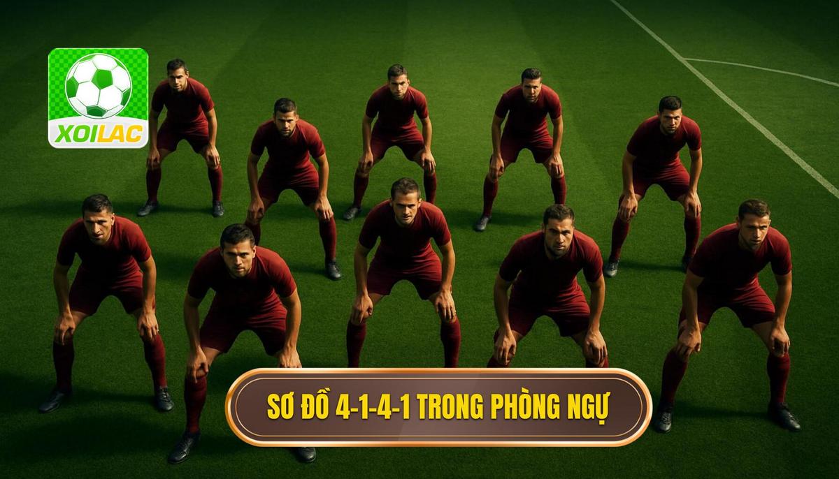 Định hình cơ bản của sơ đồ 4-1-4-1 khi phòng ngự